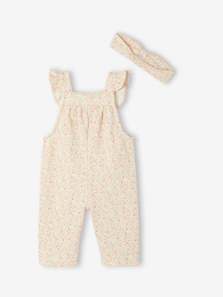 Fleece romper + hoofdband baby ecru+vanille - vertbaudet enfant 