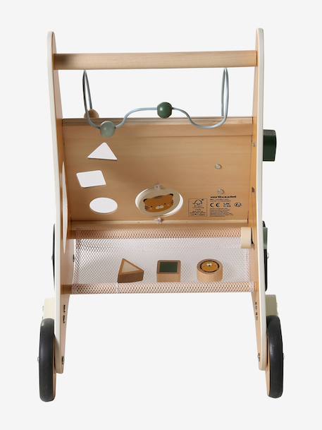 Chariot de marche avec freins en bois FSC®100% jaune+rouge - vertbaudet enfant 