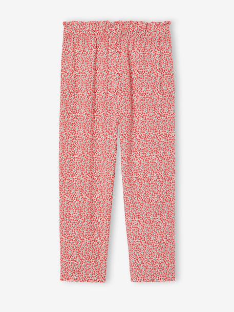 Pantalon fluide imprimé fleurs fille marine+rouge - vertbaudet enfant 