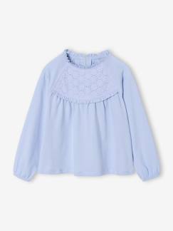 -Tee-shirt blouse fille détail broderie anglaise manches longues