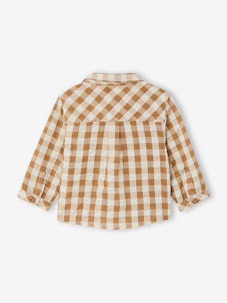Hemd babyjongen katoengaas beige, geruit - vertbaudet enfant 