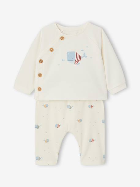 Babyset sweater en broek ecru+lichtroze - vertbaudet enfant 