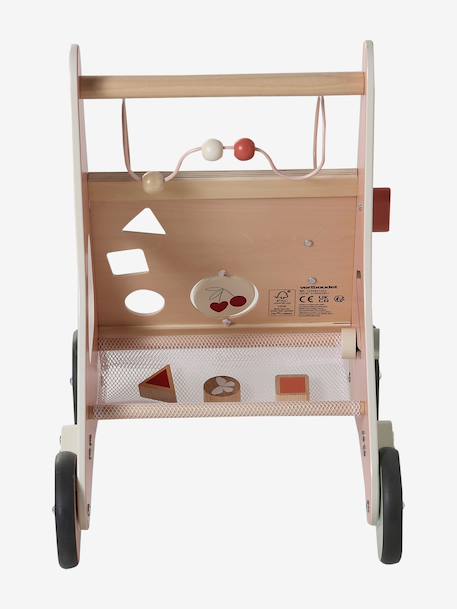 Chariot de marche avec freins en bois FSC®100% jaune+rouge - vertbaudet enfant 
