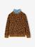 Trui voor meisjes capsulecollectie familie Luipaard kraag in chambray bruin - vertbaudet enfant 
