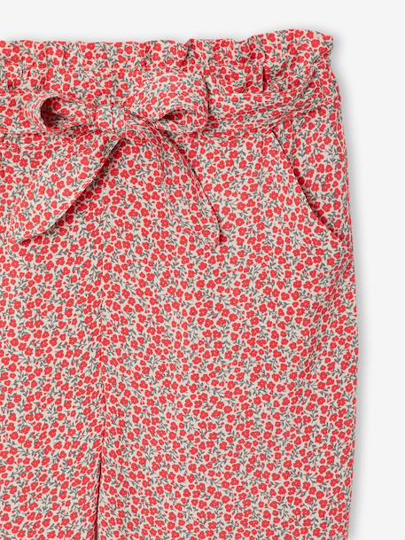 Driekwartmeisjesbroek voor meisjes met bloemenprint marineblauw+rood - vertbaudet enfant 