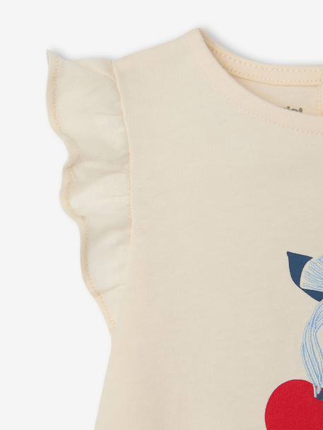 T-shirt babymeisje met fantasiepatroon van biologisch katoen ecru - vertbaudet enfant 