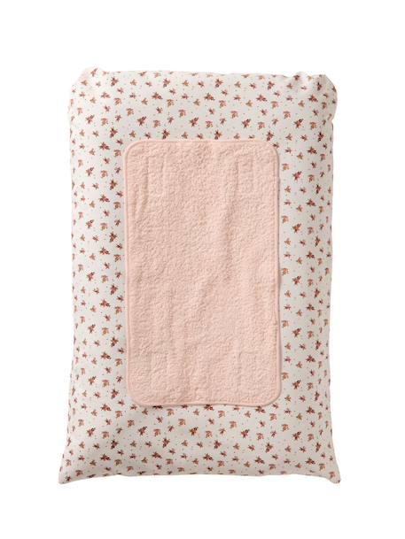 Housse matelas à langer personnalisable beige imprimé+écru / vert feuille+multicolore+vert sauge - vertbaudet enfant 