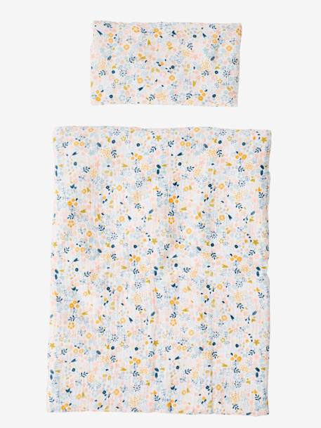Couette + oreiller poupon en gaze de coton beige+jaune+rose - vertbaudet enfant 