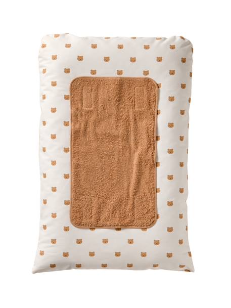 Housse matelas à langer personnalisable beige imprimé+écru / vert feuille+multicolore+vert sauge - vertbaudet enfant 