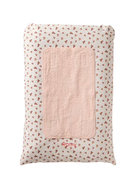 Housse matelas à langer personnalisable beige imprimé+écru / vert feuille+multicolore+vert sauge - vertbaudet enfant 