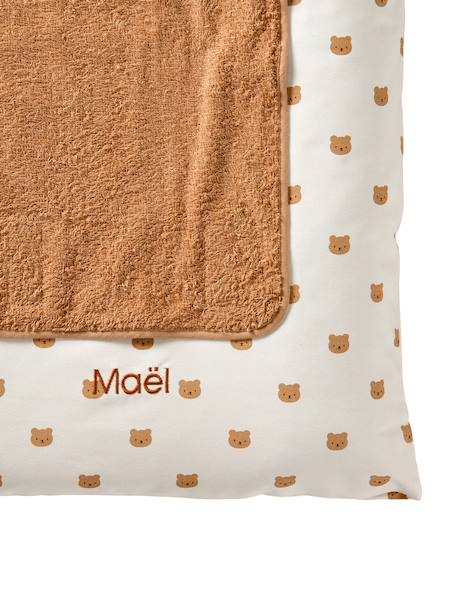 Housse matelas à langer personnalisable beige imprimé+écru / vert feuille+multicolore+vert sauge - vertbaudet enfant 