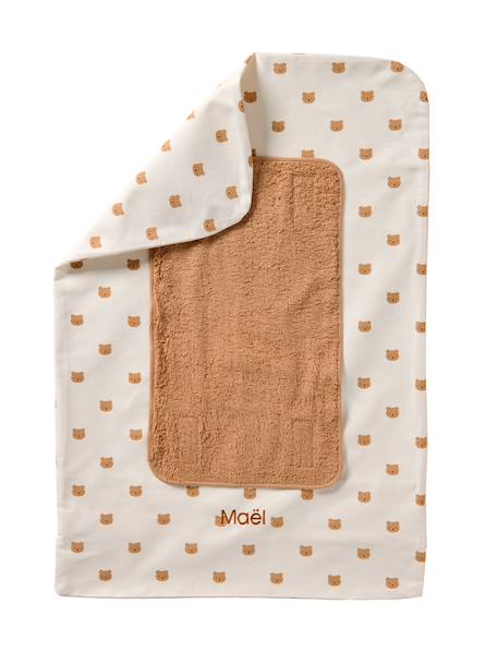 Housse matelas à langer personnalisable beige imprimé+écru / vert feuille+multicolore+vert sauge - vertbaudet enfant 