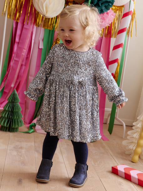 Festliches Baby Kleid mit Pailletten goud+zilver - vertbaudet enfant 