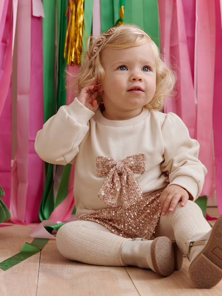 Ensemble bébé fille noël sweat short à sequins or - vertbaudet enfant 