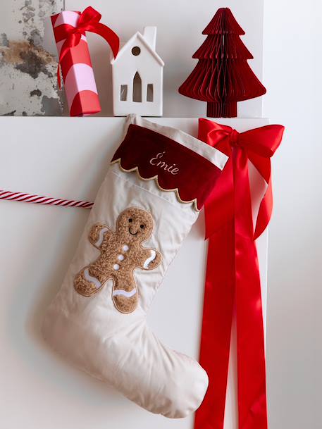 Chaussette Noël Bonhomme pain d'épices beige - vertbaudet enfant 