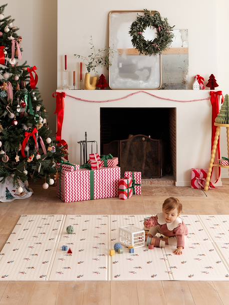 Grand tapis d'activités pliable beige+écru+rose+vert - vertbaudet enfant 