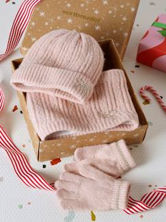 -Coffret Noël fille bonnet + snood + moufles/gants 
