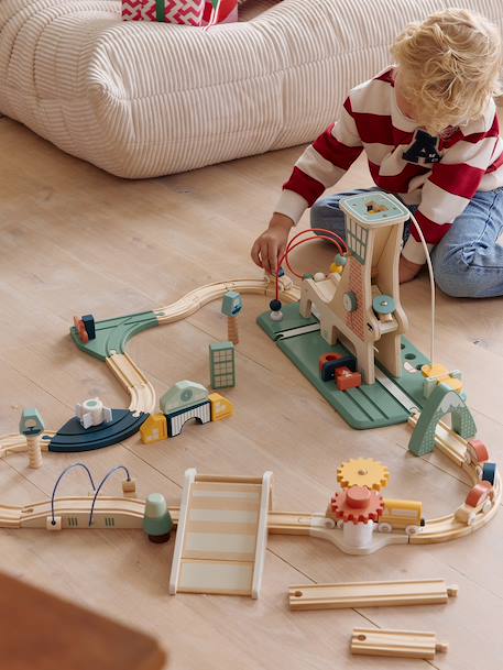 Tour avec rampe de lancement multi-activités en bois FSC® bois - vertbaudet enfant 