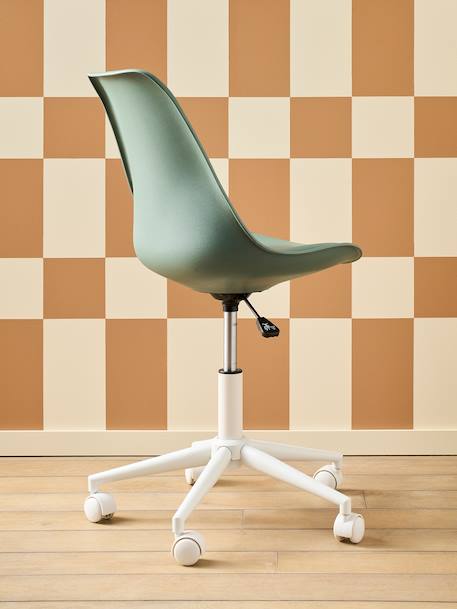 Chaise de bureau enfant à roulettes blanc+bleu+rose+vert - vertbaudet enfant 
