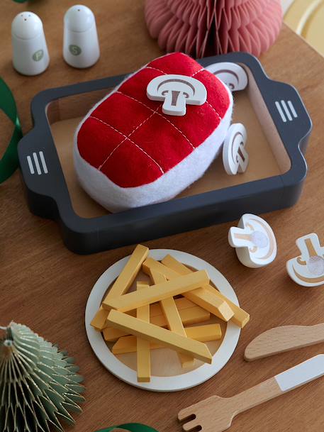 Rôti et accessoires en feutrine et bois FSC® rouge - vertbaudet enfant 