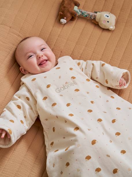 Slaapzak met afneembare mouwen HÉRISSON beige, bedrukt - vertbaudet enfant 