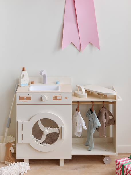 Machine à laver et à repasser avec accessoires en bois FSC® écru - vertbaudet enfant 