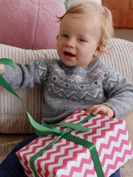 Jacquard kersttrui voor baby's familie capsulecollectie gemêleerd grijs - vertbaudet enfant 