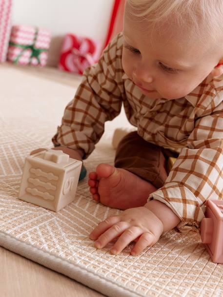 Grand tapis mousse beige+écru - vertbaudet enfant 