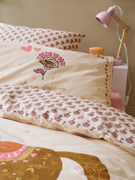 Parure housse de couette + taie d'oreiller ARIZONA DREAM, avec coton recyclé blanc imprimé - vertbaudet enfant 