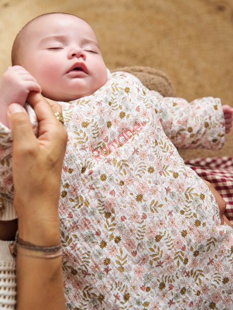 Trappelzak met afneembare mouwen, personaliseerbaar FLORA wit, bedrukt - vertbaudet enfant 