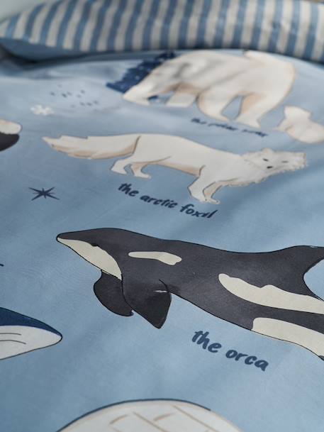 Parure housse de couette + taie d'oreiller enfant PÔLE NORD, avec coton recyclé bleu océan - vertbaudet enfant 