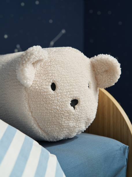 Sherpa rolkussen met aanpasbare naam en afbeelding van een beertje ecru - vertbaudet enfant 