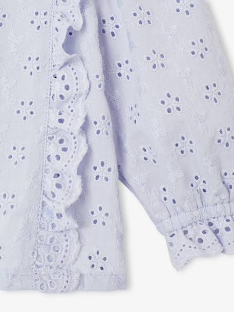 Blouse bébé broderie anglaise à volants blanc+bleu ciel+rose bonbon - vertbaudet enfant 