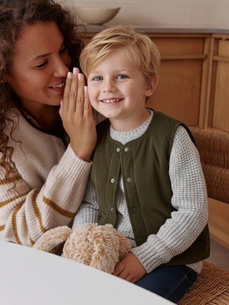 Gilet mixte sans manches réversible capsule famille écru - vertbaudet enfant 
