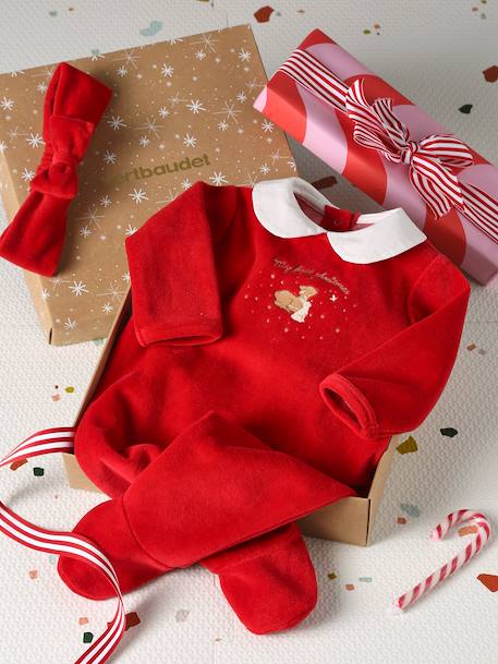Baby Weihnachts-Geschenkset: Strampler & Haarband Oeko-Tex rood - vertbaudet enfant 