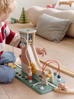 Speelgoed-Figuurtjes en fantasie-Autootjes, garages, banen en treinen-Toren met multi-activiteiten lanceerhelling van FSC®-hout 