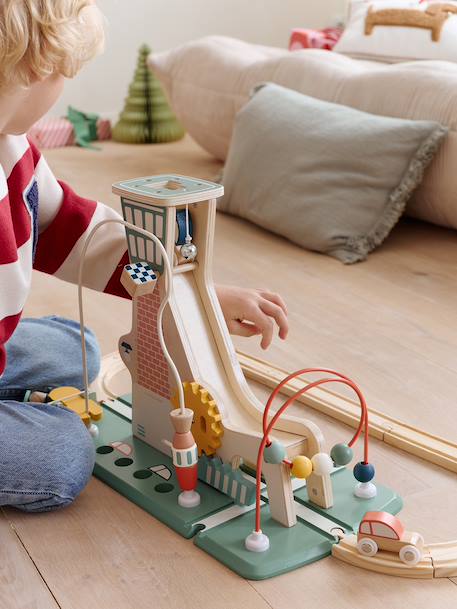 Tour avec rampe de lancement multi-activités en bois FSC® bois - vertbaudet enfant 