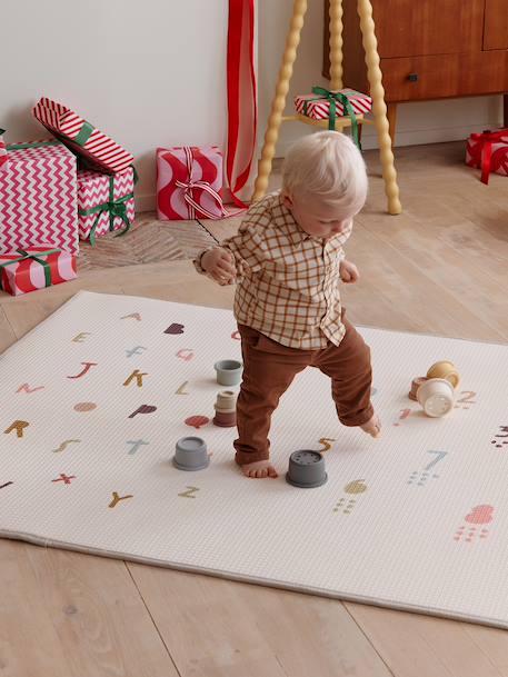 Grand tapis mousse beige+écru - vertbaudet enfant 