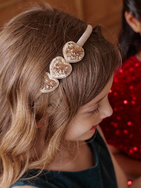 Serre-tête c½urs à sequins fille argent+or - vertbaudet enfant 