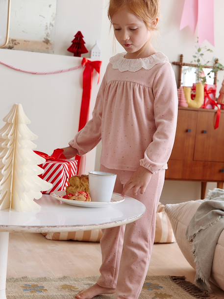 Ensemble Pyjama Fille Cape Sequins rose poudré - vertbaudet enfant 