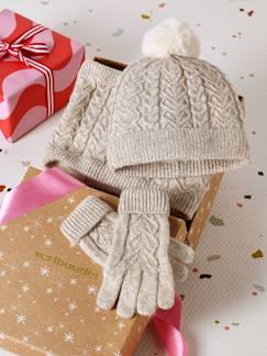 -Coffret Noël fille bonnet + snood + moufles/gants 