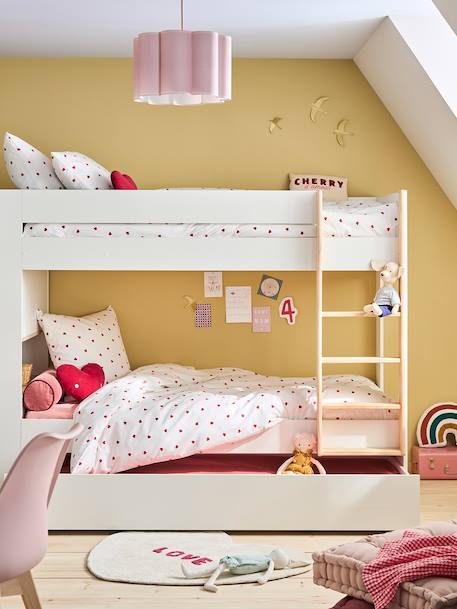 Lit superposé enfant 90x190cm avec tiroirs et bibliothèque blanc - vertbaudet enfant 