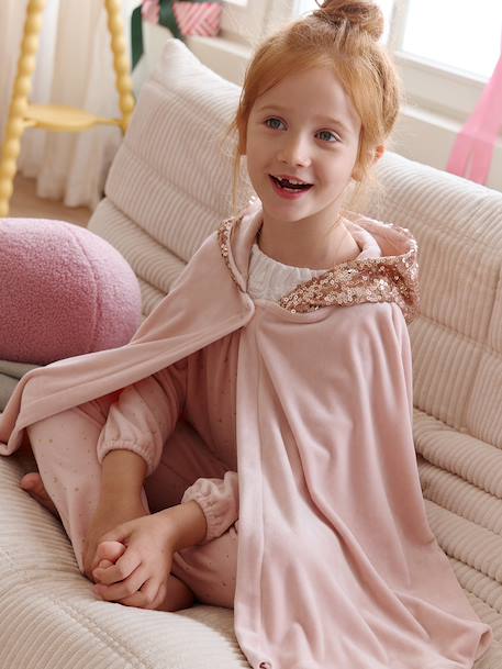 Ensemble Pyjama Fille Cape Sequins rose poudré - vertbaudet enfant 