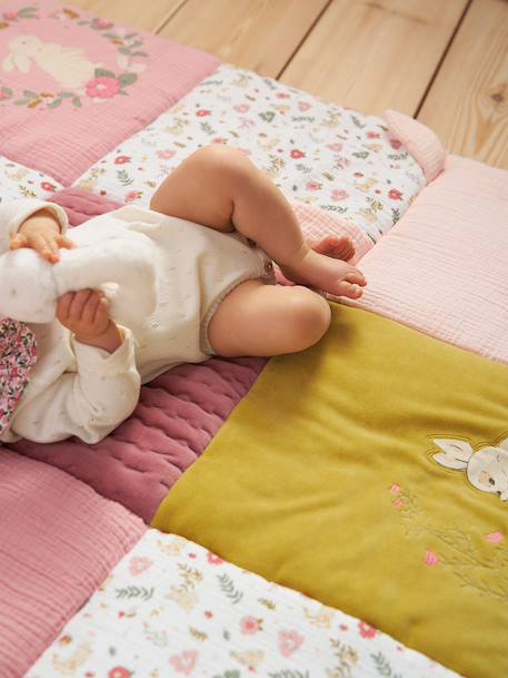 Vloertapijt / parkbodem patchwork LAPIN ENCHANTÉ oudroze - vertbaudet enfant 