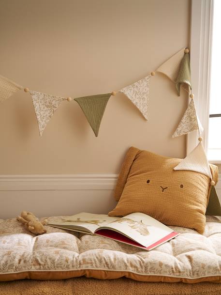 Guirlande fanions en gaze de coton cannelle+vert sauge - vertbaudet enfant 