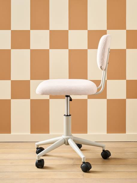 Chaise de bureau à roulettes enfant en velours écru+rose+vert - vertbaudet enfant 