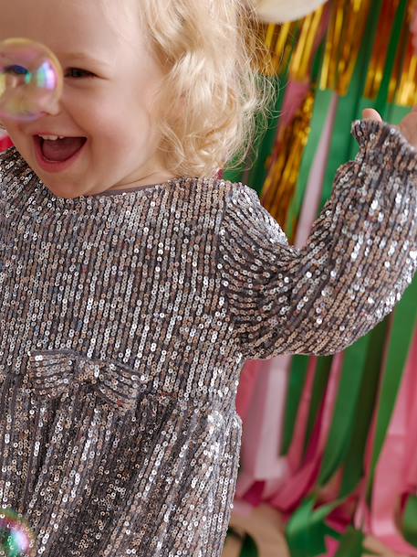 Festliches Baby Kleid mit Pailletten goud+zilver - vertbaudet enfant 