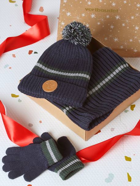 Garçon-Coffret Noël bonnet renne + snood + moufles/gants garçon