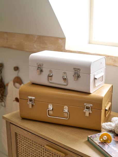 Lot de 2 malles en métal gigognes bleu jean+cannelle+rose nude+vert / jaune - vertbaudet enfant 