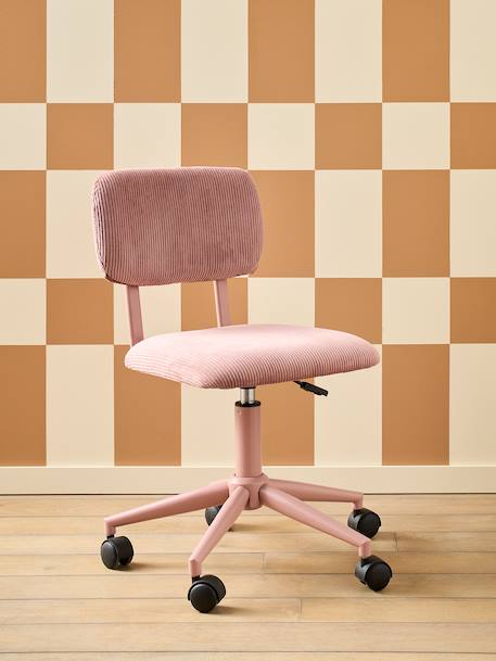 Chaise de bureau à roulettes enfant en velours rose+vert - vertbaudet enfant 